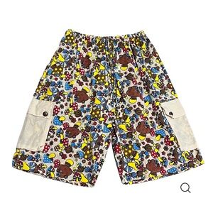 JAYLI HAND MADE 100% COTTON HIPPY STYLE GREEN MUSHROOM SHORTS UNISEX LARGE